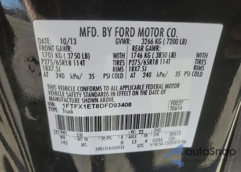 2013 Ford F150 Super Cab from USA, damaged, VIN 1FTFX1ET8DFD93408